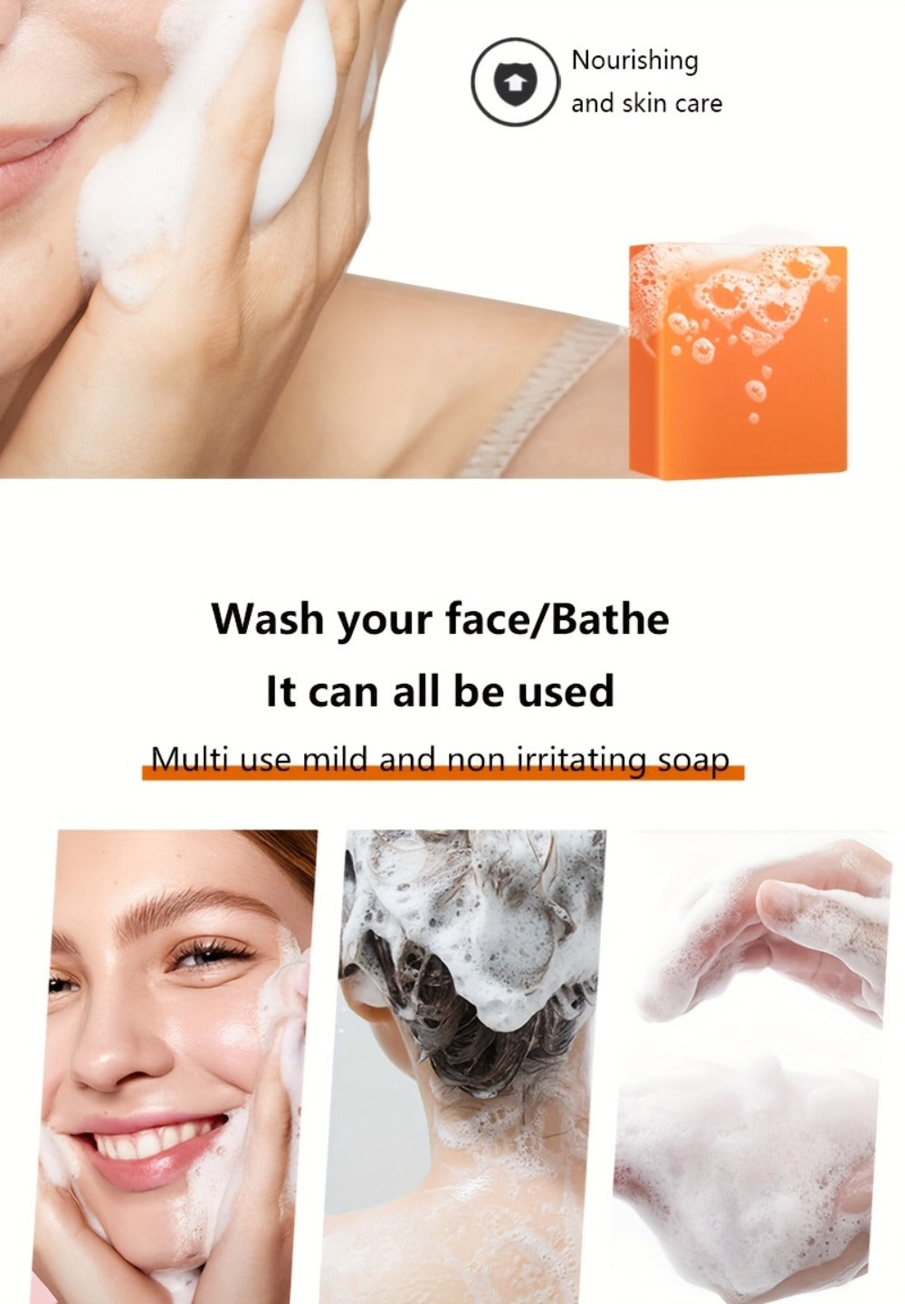 Kojic Acid Brightening Bar Soap 6-Pack – Rose Extract & Glycerin Formula for Dark Spots, Oil Control & Even Skin Tone | Moisturizing Gentle Cleanser for Face, Hand & Body | Natural Orange Scent, 100g Each