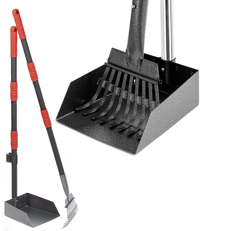 Dog Pooper Scooper Set Stainless Steel – Rust-Proof Tray & Rake with Adjustable Handles, Easy-Clean Pet Waste Removal Scoop for All Breeds, Multiple Colors Available