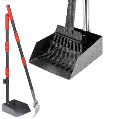 Dog Pooper Scooper Set Stainless Steel – Rust-Proof Tray & Rake with Adjustable Handles, Easy-Clean Pet Waste Removal Scoop for All Breeds, Multiple Colors Available