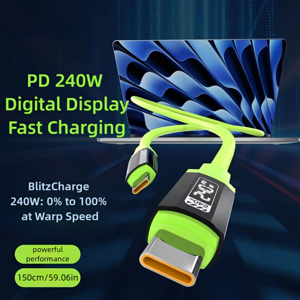 240W USB-C Fast Charging Cable 3/5 Pack 1.5M, Super Fast Charger Cord Compatible with iPhone 15 16, Samsung Galaxy S25 S24, iPad, MacBook, Android & All Type-C Devices, Sturdy Flexible Cord
