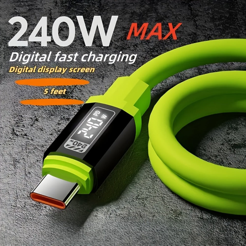 240W USB-C Fast Charging Cable 3/5 Pack 1.5M, Super Fast Charger Cord Compatible with iPhone 15 16, Samsung Galaxy S25 S24, iPad, MacBook, Android & All Type-C Devices, Sturdy Flexible Cord