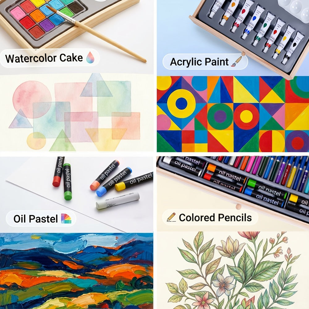 Acrylic Paint Set with Easel 85 Piece – Wooden Tabletop Easel Starter Kit with Acrylic Paints Sketch Pads Brushes & Palette | Complete Art Supplies for Adults Beginners & Professional Artists