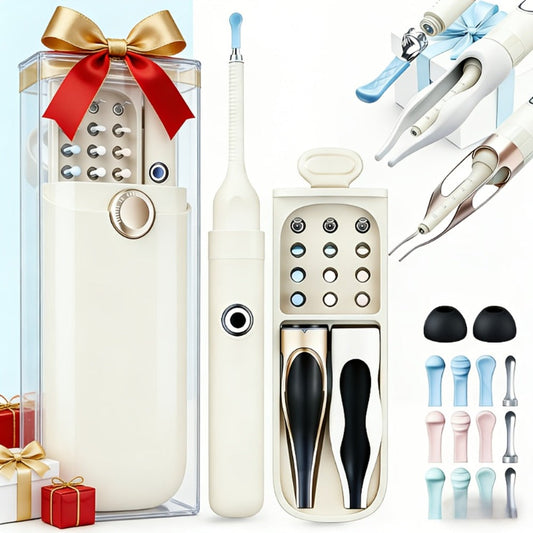 Ear Wax Removal Kit with Camera - 12-in-1 Ear Cleaning Tool Set, Rechargeable Ear Scope with LED Light, Ear Pick Cleaner, Nose Picker, Storage Box Included, Great Gift Idea