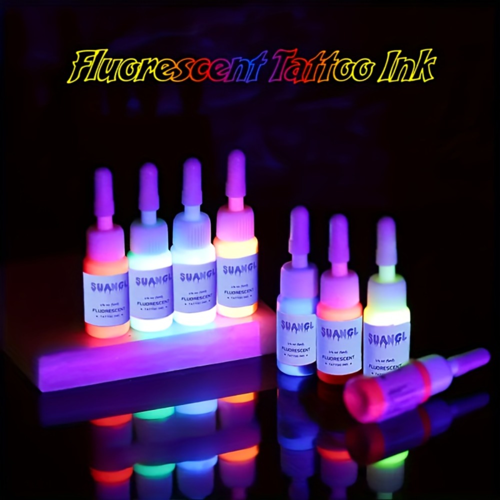 UV Blacklight Tattoo Ink Set Fluorescent Glow in the Dark 5ml Bottles UV Reactive Tattoo Dye for Body Art Glow Parties Festivals 5 8 11 15 Colors