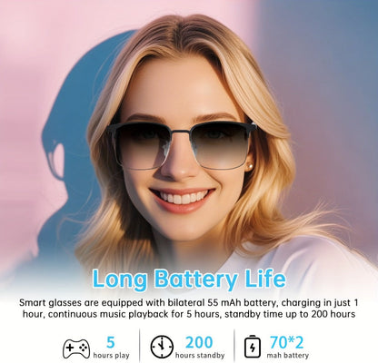 Photochromic Smart Audio Glasses – Auto-Tinting Sunglasses with Built-in Speaker & Mic, HD Voice Calls, Hi-Fi Music, Anti-Blue Light – for Sports, Driving & Daily Wear