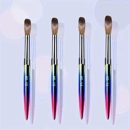Four-Piece Acrylic Nail Art Brush Set with Gradient Handles and Sizes 10, 12, 14 and 16 for Detail Work
