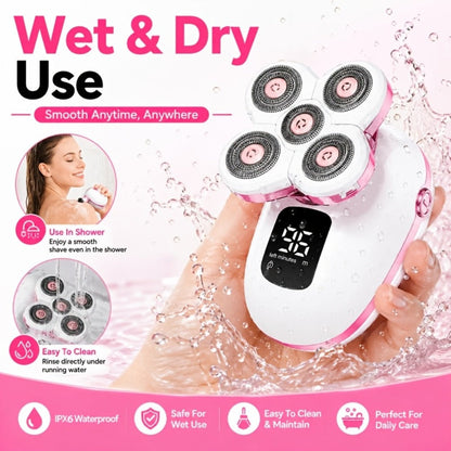Electric Shaver IPX6 Floating Rotary Head with Type-C Charging, LED Display and Five Listed Set or Head Options