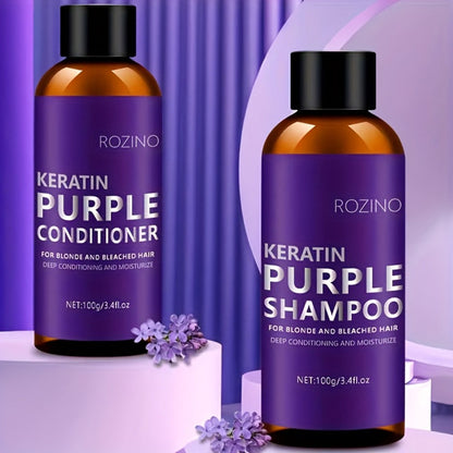 ROZINO-Labeled Purple Shampoo and Conditioner Two-Piece Set in 100g Bottles with Matching Presentation Box