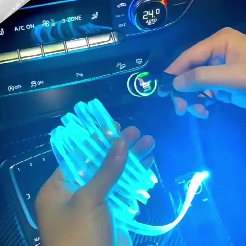 RGB Car Interior Lighting Kit 118" Fiber Optic USB App Control Music Sync Ambient Light Strip for Dashboard Door Decoration, Battery-Free Plug-and-Play Atmosphere Upgrade for Cars Trucks SUVs