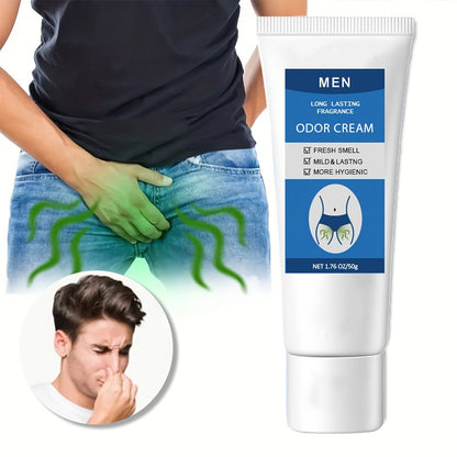 Men's Intimate Deodorant Odor Control Cream 1.76oz 50g — Long-Lasting Gentle Formula Safe for Private Parts Delicate Areas Groin Body Odor Eliminator Daily Grooming