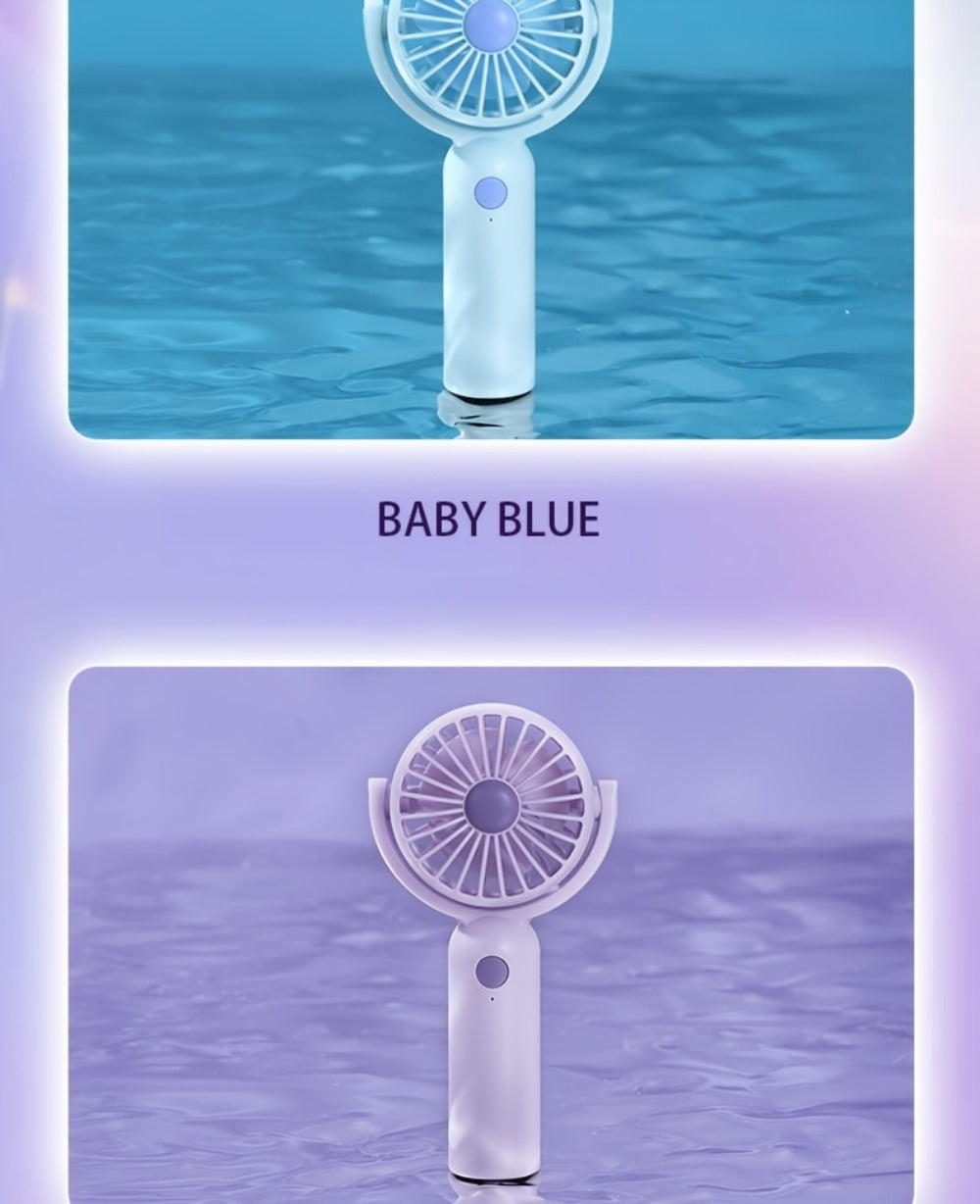 Mini Handheld Fan Set with Pivoting Heads, Three Speeds, USB-C Charging and 3- or 6-Piece Color Packs