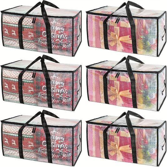 Heavy Duty Moving Bags Oversized Storage Tote with Reinforced Handles for Clothes Packing and Moving Supplies, Large Capacity Transparent Moving Bag 1pc or 6 Pack