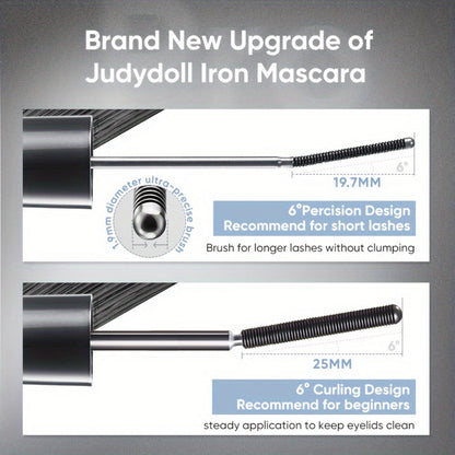 JUDYDOLL Mascara in Black or Brown with Curling or Precision Metal Applicator Designs and Slim Gray Tubes