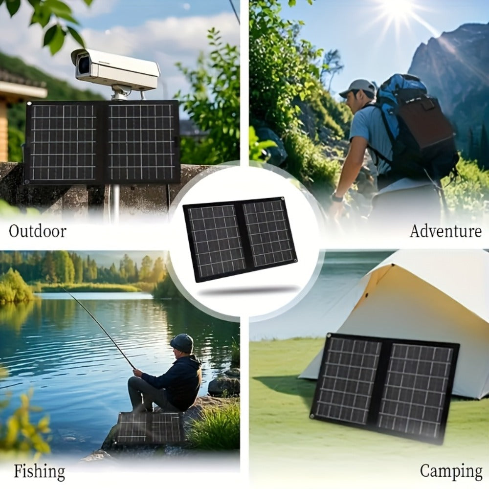 30W Foldable Solar Charging Panel - 2-in-1 Portable Design, USB Port, Fast Charge for Smartphones, Tablets & Action Cameras, Lightweight for Camping, Hiking & Travel