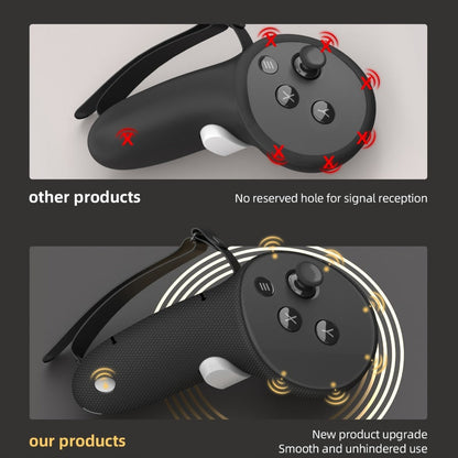 Controller Grip Cover and Adjustable Hand Strap Set for Meta Quest 3 and 3S with Battery Opening