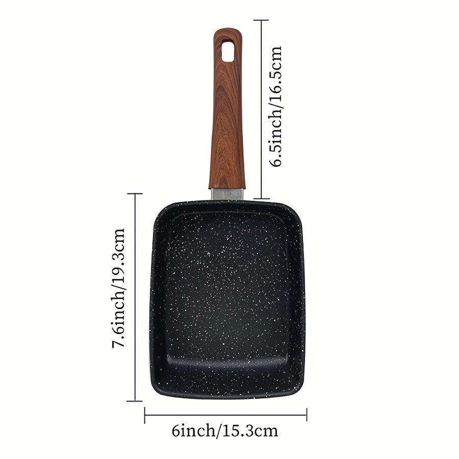 Rectangular Tamagoyaki Egg Pan with Wooden or Plastic Handle and Optional Silicone Spatula in Three Options