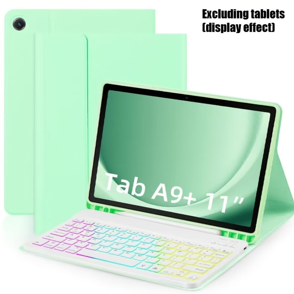 Samsung Galaxy Tab A9 Plus Keyboard Case – Detachable USB-C Magnetic Keyboard Cover with Pen Slot, Protective Shell for Galaxy Tab A9+ | Pink & Green
