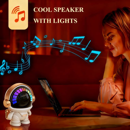 Portable Bluetooth Speaker Astronaut Mini Desktop Design with LED Light and USB Rechargeable Power