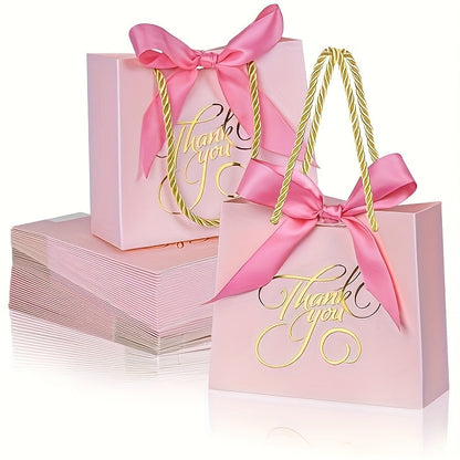 Small Thank You Gift Bags with Handles Bulk 50 Pack 5.5x2.5x4.7 Inch Party Favor Bags for Bridal Shower Birthday Baby Shower Wedding Goodie Bags Treat Bags Gift Wrap Bags