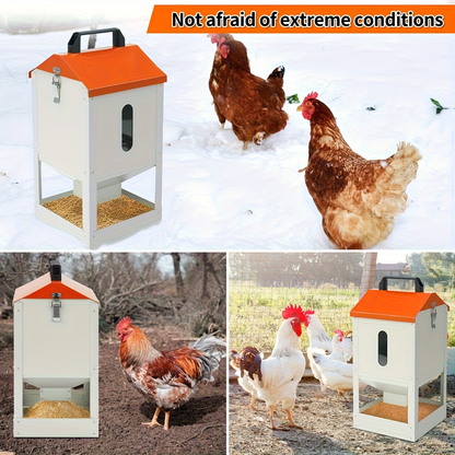 Chicken Feeder Stainless Steel 20 lbs Visible Window Portable Handle with 1 Exact Source Checkout Option