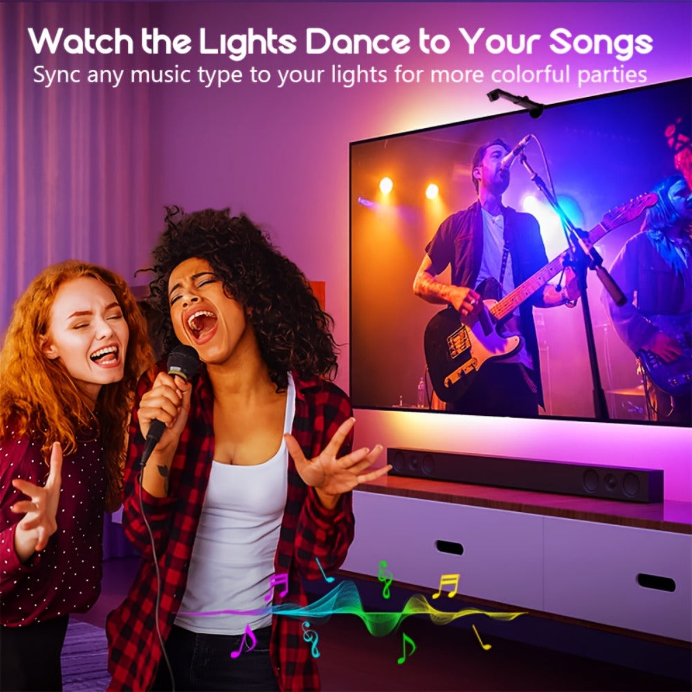 TV LED Backlight with Camera Screen Sync RGBW 5ft - Real-Time Color Matching USB Powered Ambient Bias Lighting for Smart TVs