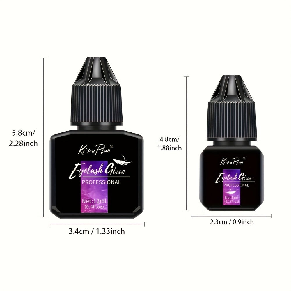 Low Allergy Lash Glue Set — Strong Hold Eyelash Extension Adhesive 6-7 Weeks Retention, Quick Dry DIY Lash Bond for Individual & Cluster Lashes, Sensitive Eye Safe Beginner-Friendly Formula, Black