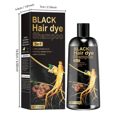 Plant Extract Hair Coloring Shampoo 100ml 3.38oz | Deep Moisturizing Scalp-Safe Gray & White Hair Coverage | Long-Lasting Botanical Color | Black Brown Chestnut Brown for Men & Women