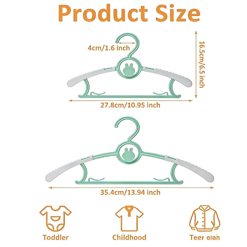 Adjustable Kids Clothes Hangers in 20 or 60-Piece Packs, 11–14 Inch Width Range and Four Nursery Colors