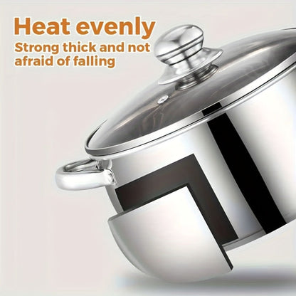 Stainless Steel Soup Pot Apple Pot Heat Resistant Handles Dishwasher Safe Versatile Cookware for Boiling Steaming Stewing Everyday Kitchen Cooking Healthy Safe Silver