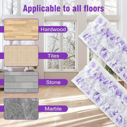 Twenty-Nine-Piece PowerMop-Style Disposable Refill Pad Pack with Purple Microfiber-Strip Surface
