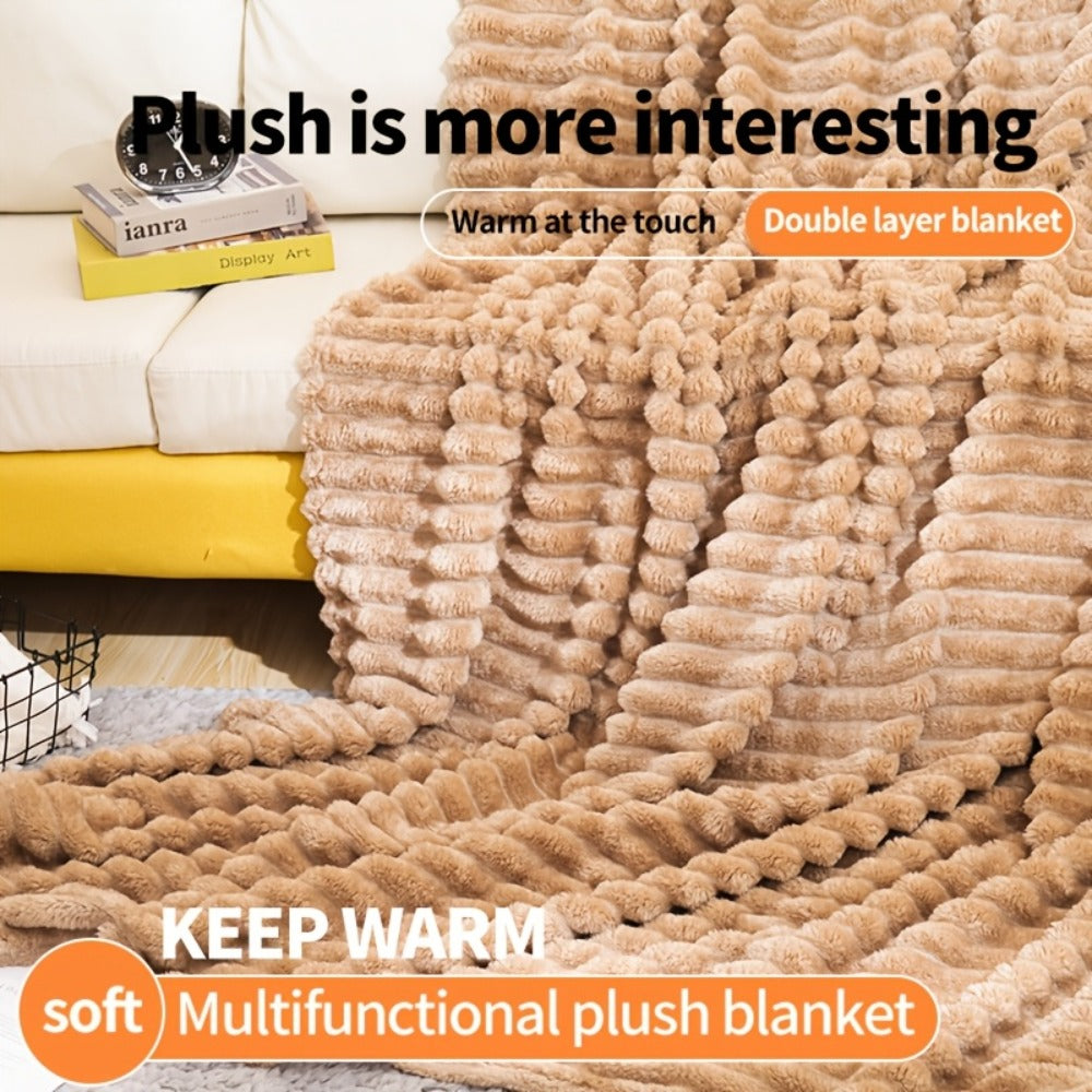 500gsm Heavy Plush Blanket – Ultra Thick Soft Warm Fluffy Blanket for Bed, Sofa & Travel, Baby to Double Size, 5 Colors