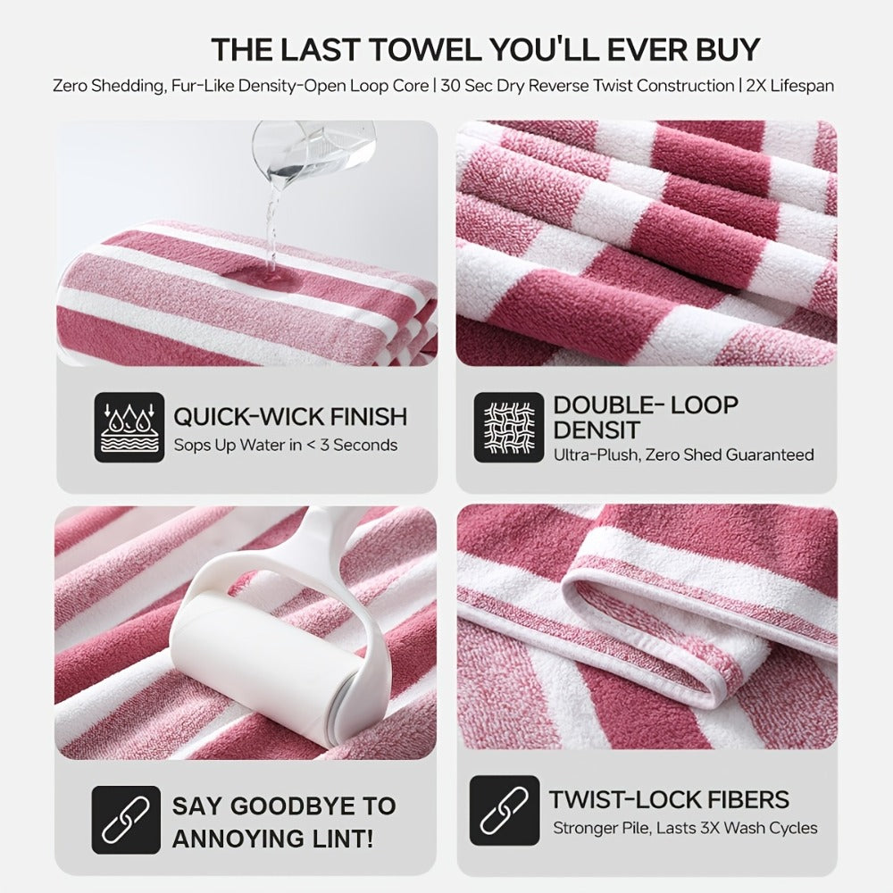 Towel Set 1, 3 or 10 Piece Polyester Striped Options with Bath, Face and Hand Towels for Home and Guest Use