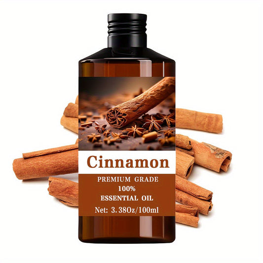 Essential Oil Cinnamon 100ml Dropper Bottle with Warm Sweet Spicy Scent for Diffuser and Massage