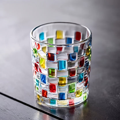 Color-Block Drinking Glass Set with Four Checkout Configurations, Two Heights and Two- or Four-Piece Packs