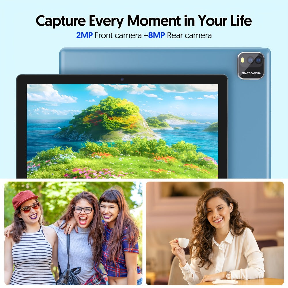 Android Tablet 10.1-Inch with Android 15, WiFi 6, 6000mAh Battery and Case or Keyboard Options