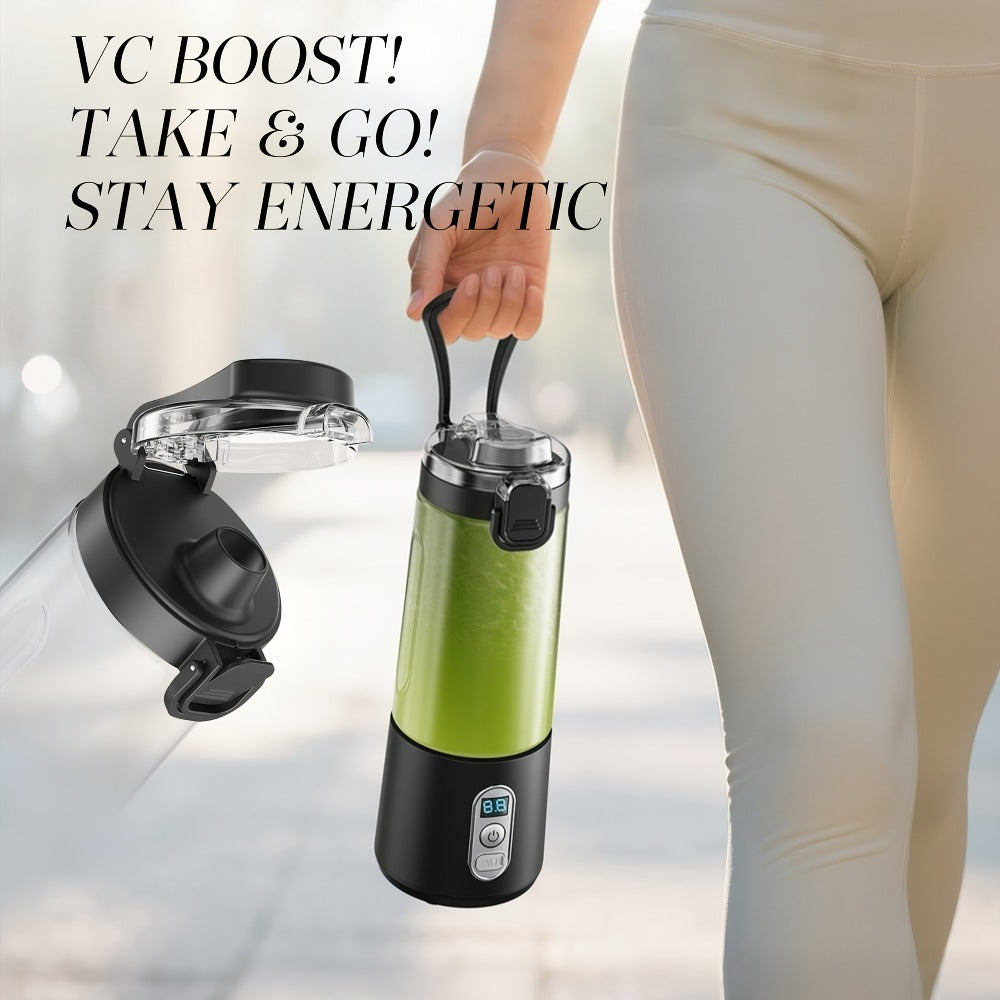 Portable Blender with Clear Cylindrical Cup, Digital Timer Display, Flip-Up Handle and Three Color Options