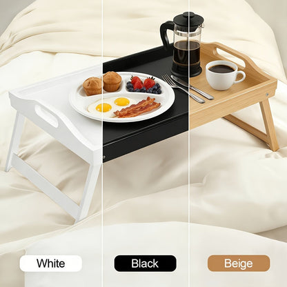 Bamboo Bed Tray Table with Foldable Legs & Handles, Breakfast Tray for Eating, Working & Snacking in Bed