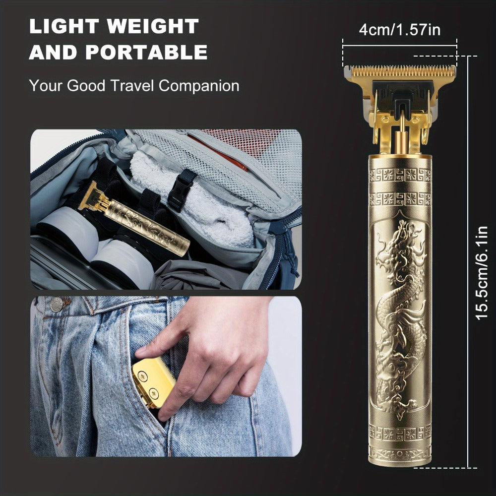 T-Blade Hair Trimmer with Four Guide Combs, USB Cable and Seven Dragon or Buddha Patterned Finish Options