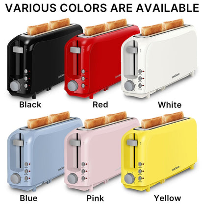750W Slim Two-Slice Toaster with Six Shade Settings, Reheat, Defrost, Crumb Tray and Six Color Options