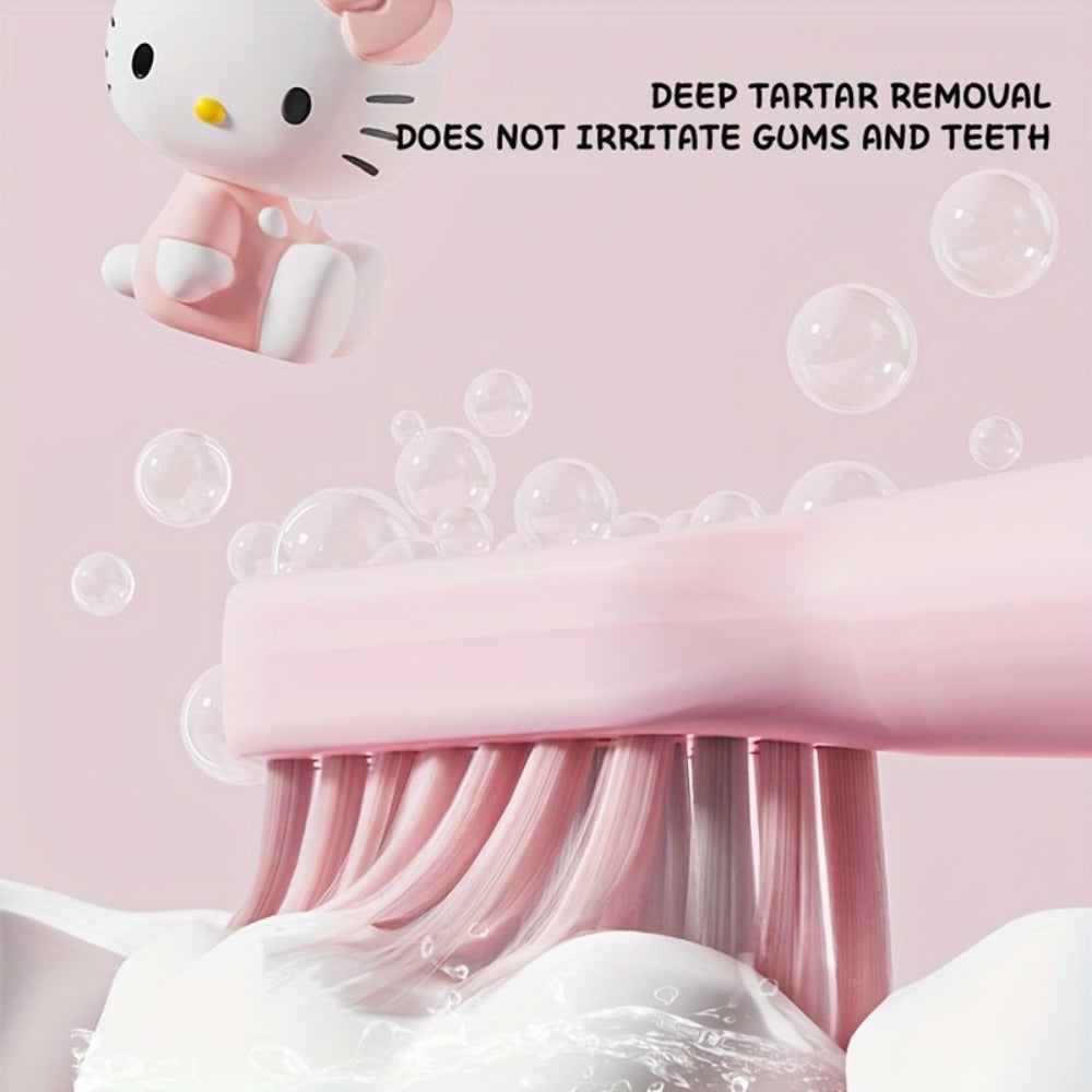 Electric Toothbrush Sanrio Hello Kitty or Pochacco Style with Four Modes, Four Levels and Three Brush Heads