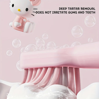 Electric Toothbrush Sanrio Hello Kitty or Pochacco Style with Four Modes, Four Levels and Three Brush Heads