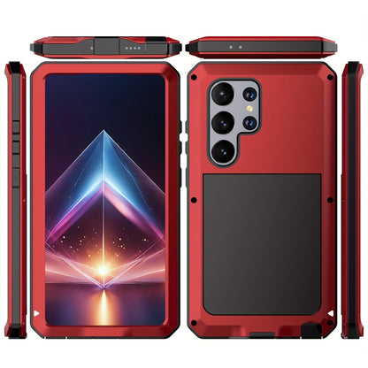 Phone Case Heavy Metal Frame with Built-In Glass Screen Protector and S Pen Access for Galaxy S23/S24 Ultra