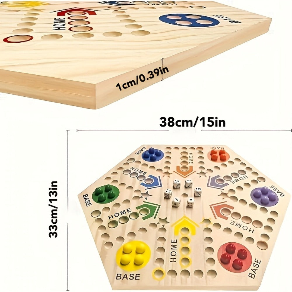 Fast Track Board Game Double-Sided Wooden Pinball Set – 6 Colored Balls, 24 Pinballs & 6 Dice, Family Game Night for 4-6 Players, Kids & Adults Classic Strategy Game