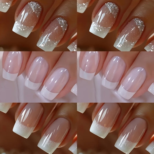 Extendable Press On Nails 72 Pieces 3 Boxes Classic Elegant Glossy Full Cover Detachable False Nails for Women Girls Easy Apply Nail Accessories Kit for Daily Wear Office Date Night Wedding Party