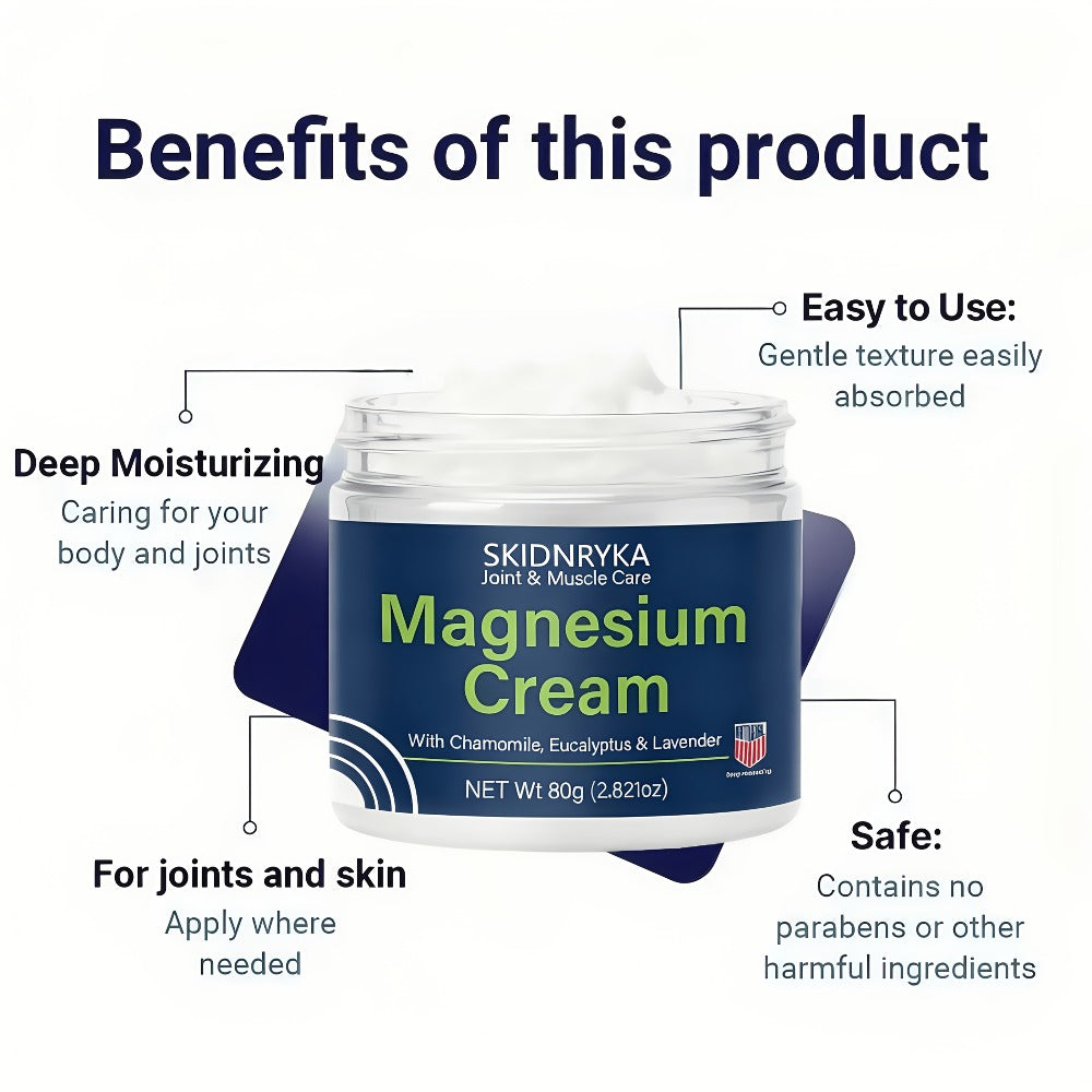 Body Cream SKIDNRYKA Magnesium 80g Jars Two-Piece Set with Chamomile Eucalyptus and Lavender Callouts