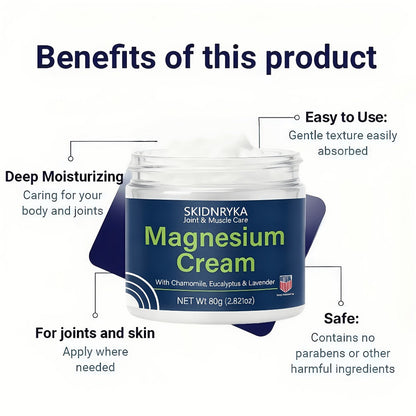 Body Cream SKIDNRYKA Magnesium 80g Jars Two-Piece Set with Chamomile Eucalyptus and Lavender Callouts