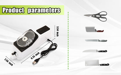 USB-Powered Electric Knife Sharpener with Five Double-Sided Stones and Clear Protective Cover