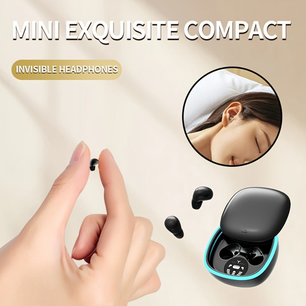 Smallest Invisible Mini Spy Earpiece Wireless, Discreet Low Profile Hidden Earbuds for Small Ear Canals with Microphone Touch Control Type-C, Tiny Micro Headset for Work Study Security Covert Use