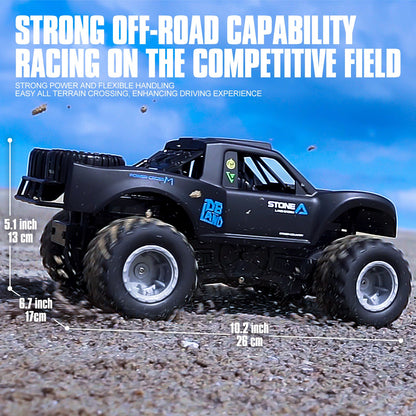 RC Monster Truck or Pickup 1:16 Scale in Five Body and Color Styles with 4WD Layout and Two Rechargeable Batteries