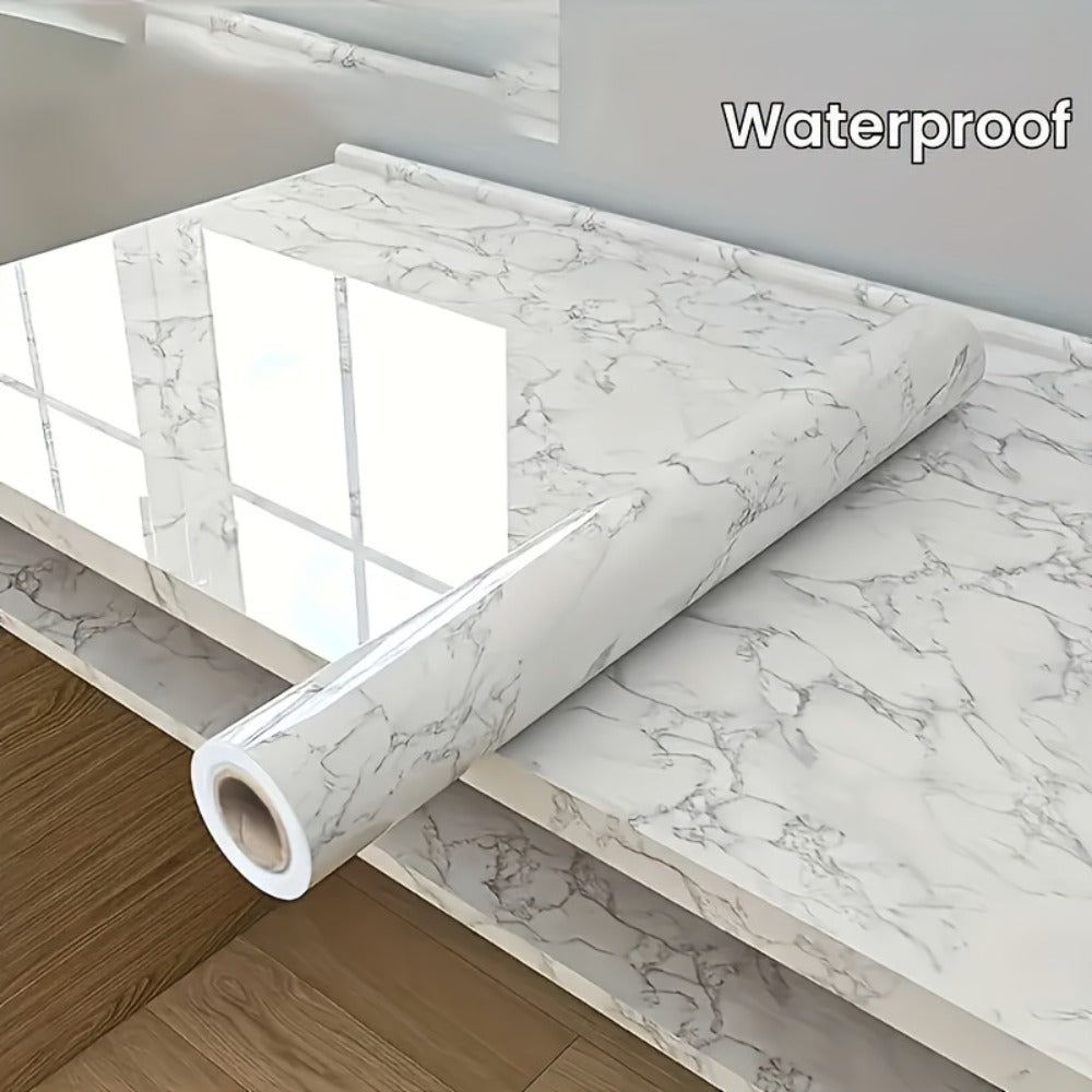 Marble Peel and Stick Wallpaper Roll - Oil-Proof Self-Adhesive Wall Contact Paper for Kitchen Backsplash Bathroom Countertop